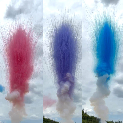 25 tiros Fogos de artifício preço barato chinês atacado cor fumo dia bolo fogos de artifício profissional fumaça bombas de chama para o casamento
